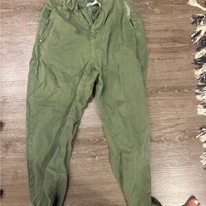 Zara Green Chinos Relaxed Fit Cotton Blend